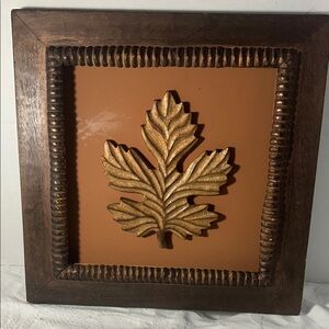 Gold Leaf Wall Art with Brown Frame